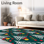 White Pine Tree Christmas Red Bow Rug