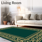 Deep Emerald Vine Border Rug