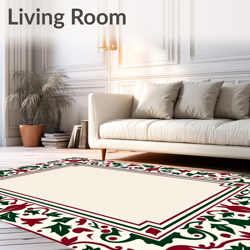 Crimson Black Forest Creature Border Rug
