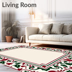 Crimson Black Forest Creature Border Rug