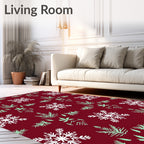 Crimson Snowflakes and Ferns Arrangement Rug