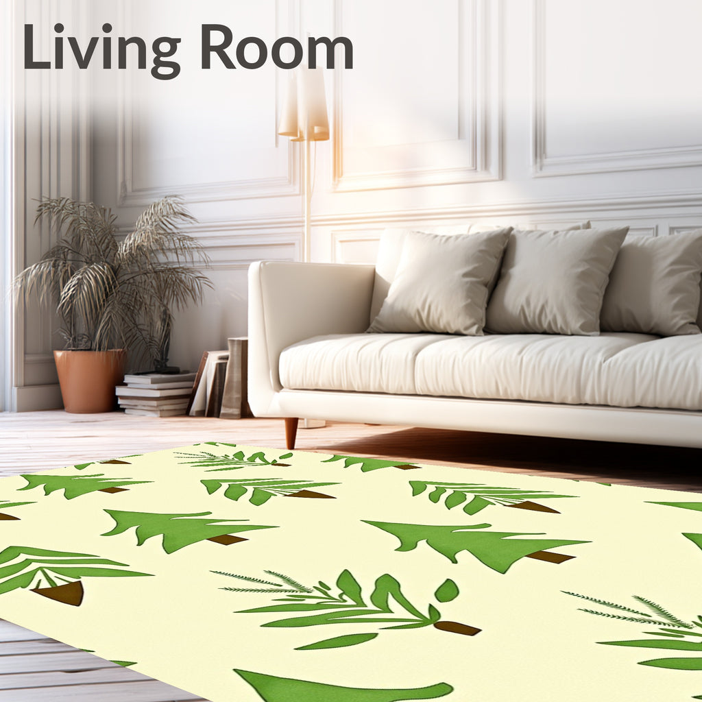 Chartreuse Green Forest Trees Repeating Landscape Rug