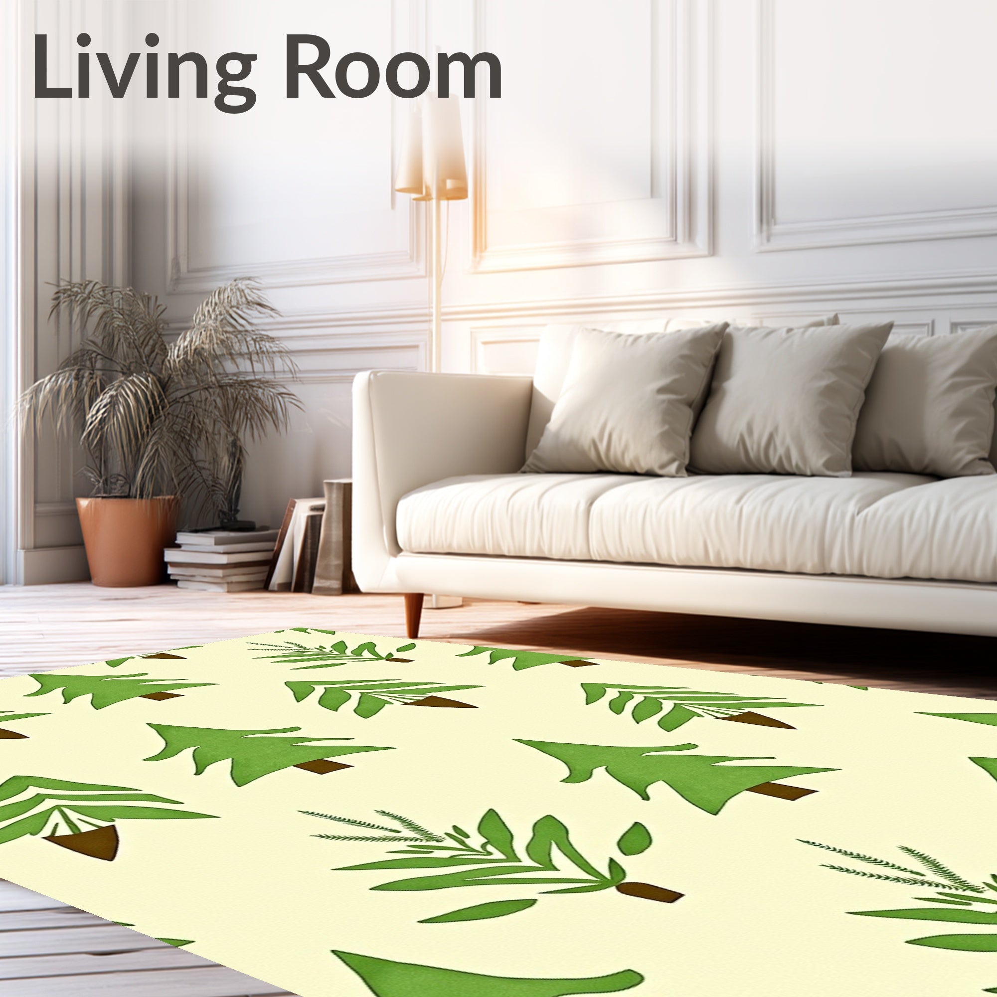 Chartreuse Green Forest Trees Repeating Landscape Rug