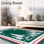 Winter Forest White Trees Snowflake House Rug