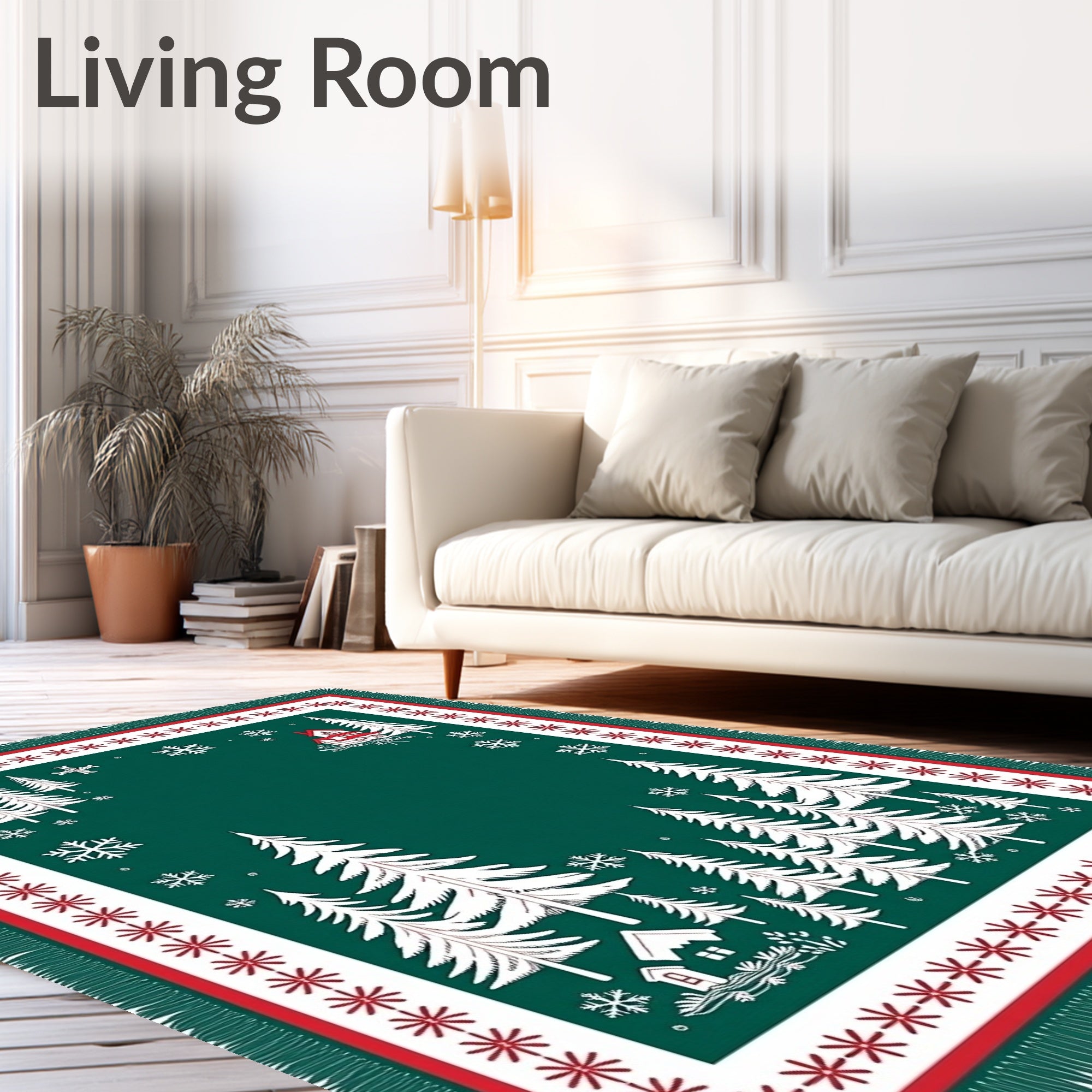 Winter Forest White Trees Snowflake House Rug
