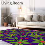 Vibrant Purple Green Floral Berry Rug