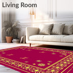Crimson Deer Starburst Border Rug