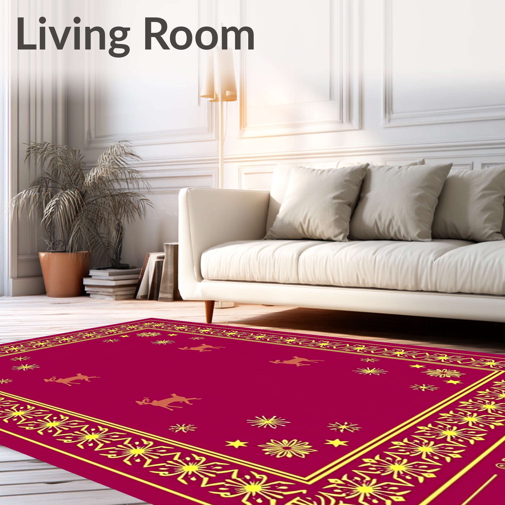 Crimson Deer Starburst Border Rug