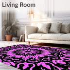 Vivid Pink Kaleidoscope Floral Statement Rug