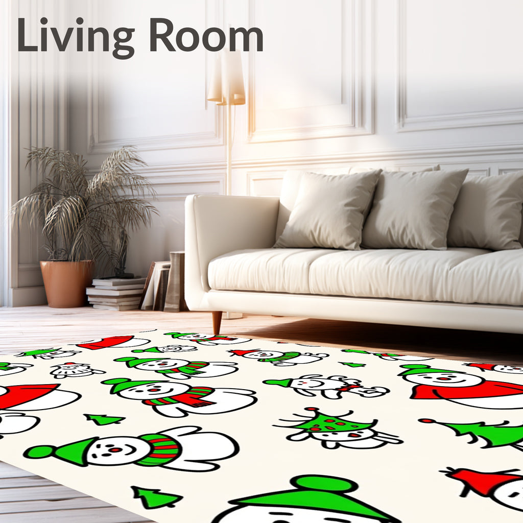 Festive Snowman Red Green Holiday Companions Rug