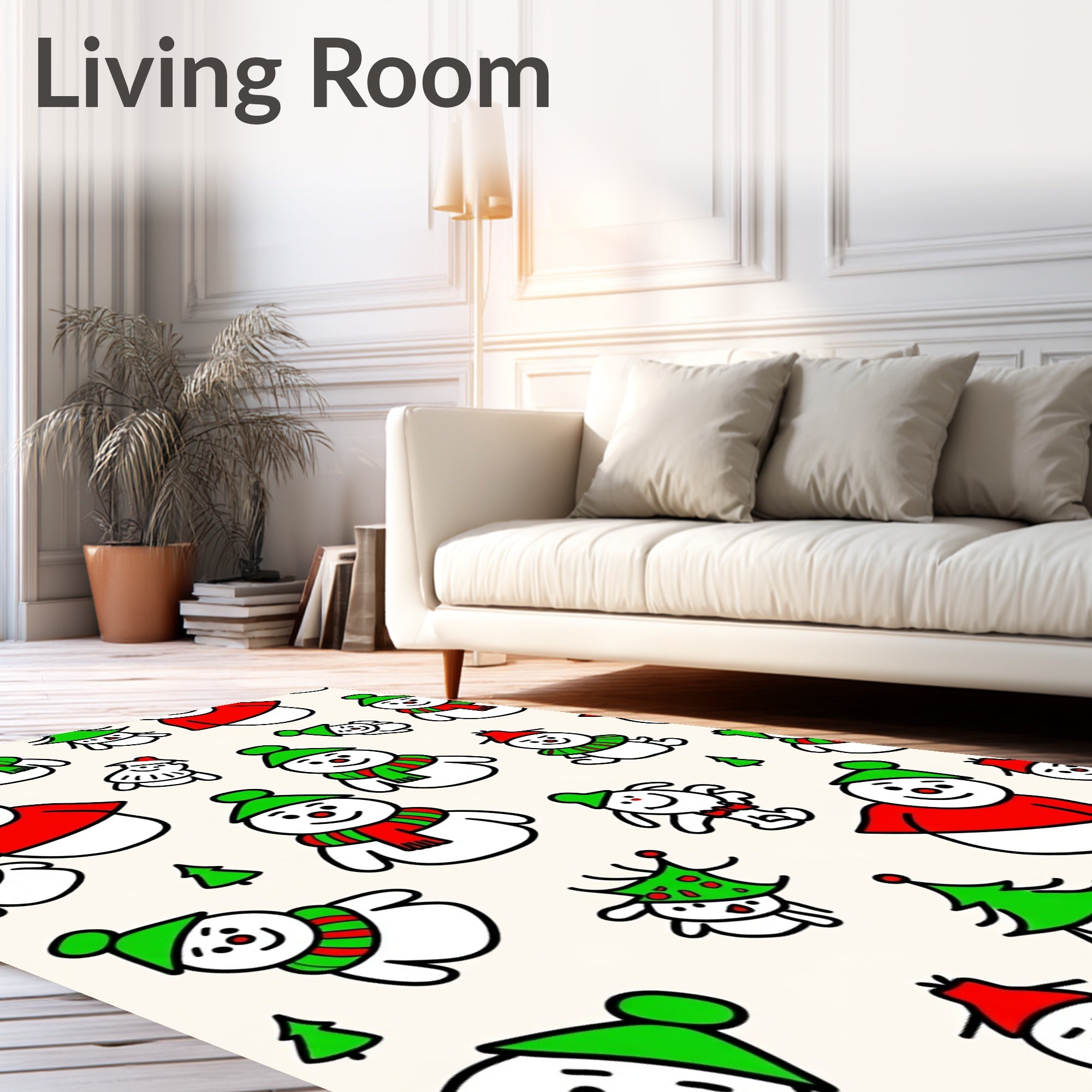 Festive Snowman Red Green Holiday Companions Rug