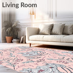 Sketchy Pink Foliage Sneaker Collage Rug