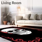 Gothic Red Border Skull Rug