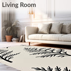 Black Fern Tree Silhouette Rug