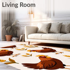 Harvest Rooster Wheat Field Illustration Rug