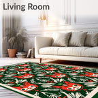 Whimsical Red Fox Christmas Trees Rug
