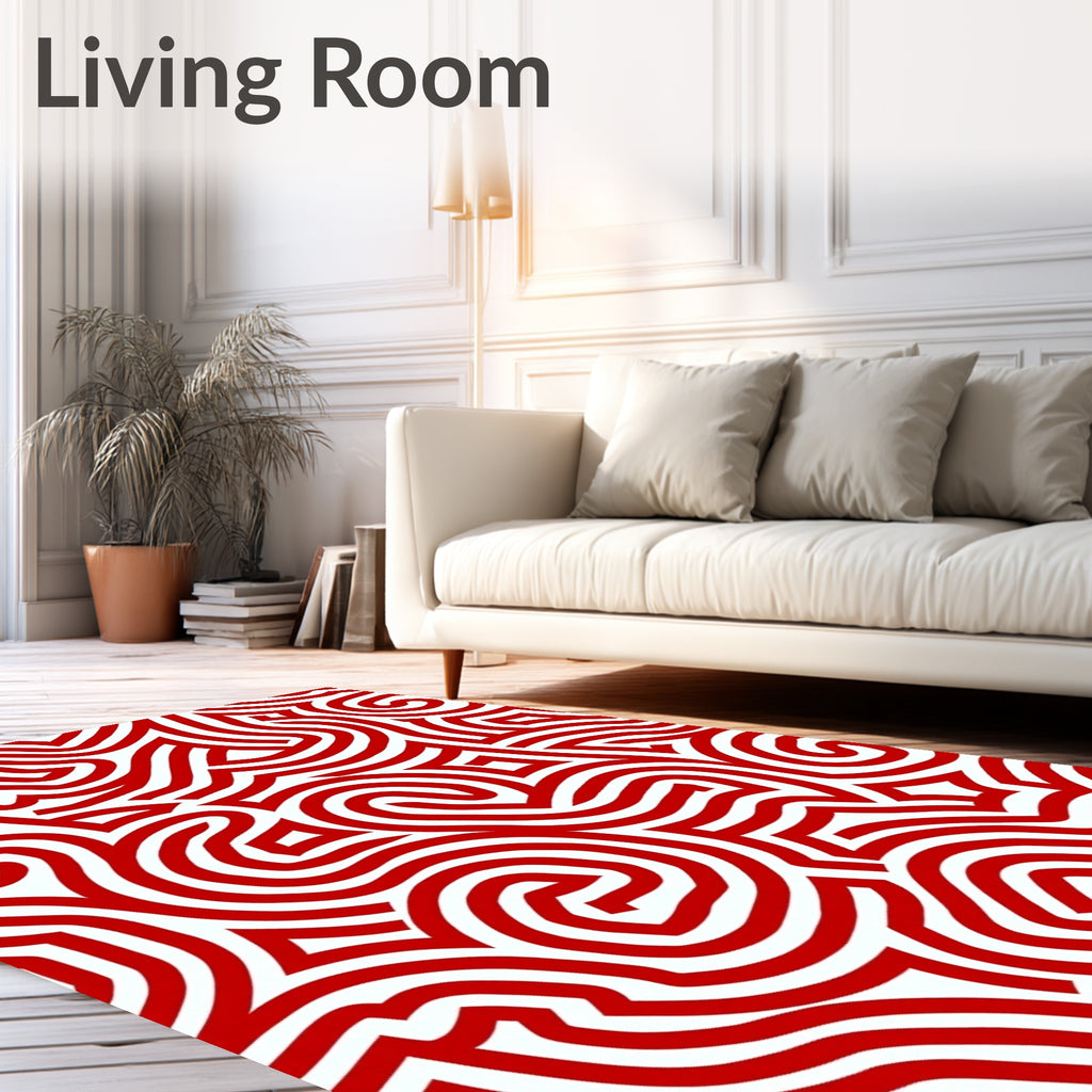 Bold Red Abstract Swirl Rug