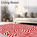 Bold Red Abstract Swirl Rug