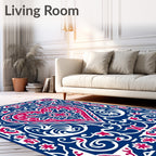 Crimson Heart Scrollwork Border Rug