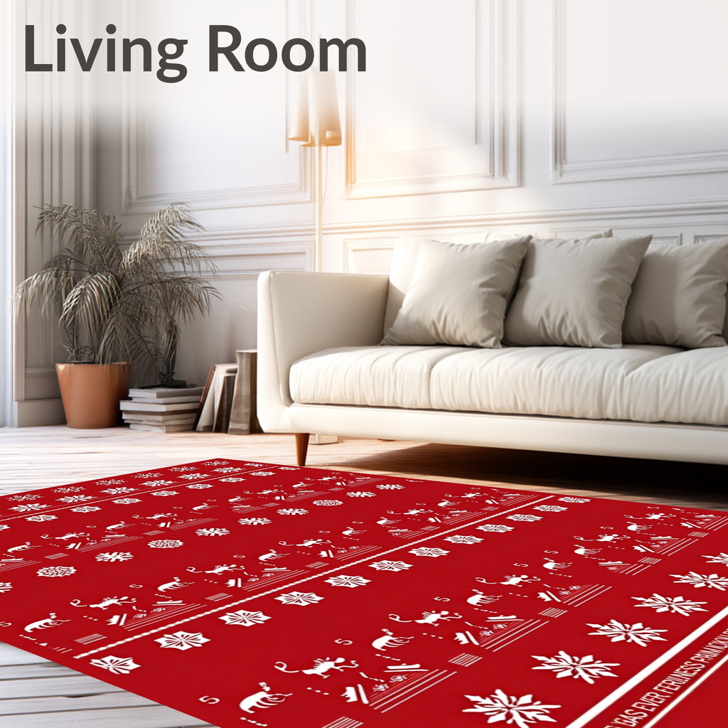 Red Snowflake Scorpions Tribal Rug