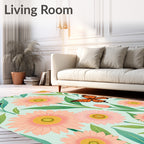 Coral Floral Butterfly Garden Rug
