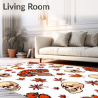 Autumn Skulls And Orange Leaves Rug
