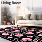 Pink Hearts Folk Art Medallion Rug