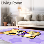 Cute Foxy Orange Cat Purple Bow Rug