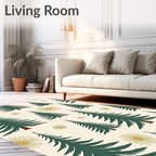 Dark Green Pine Sunburst Contemporary Ivory Rug