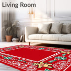 Red Gingerbread Man Holly Border Rug