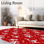 Red Reindeer Stars Repeating Pattern Rug