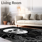 Dark Skull Floral Swirls Rug