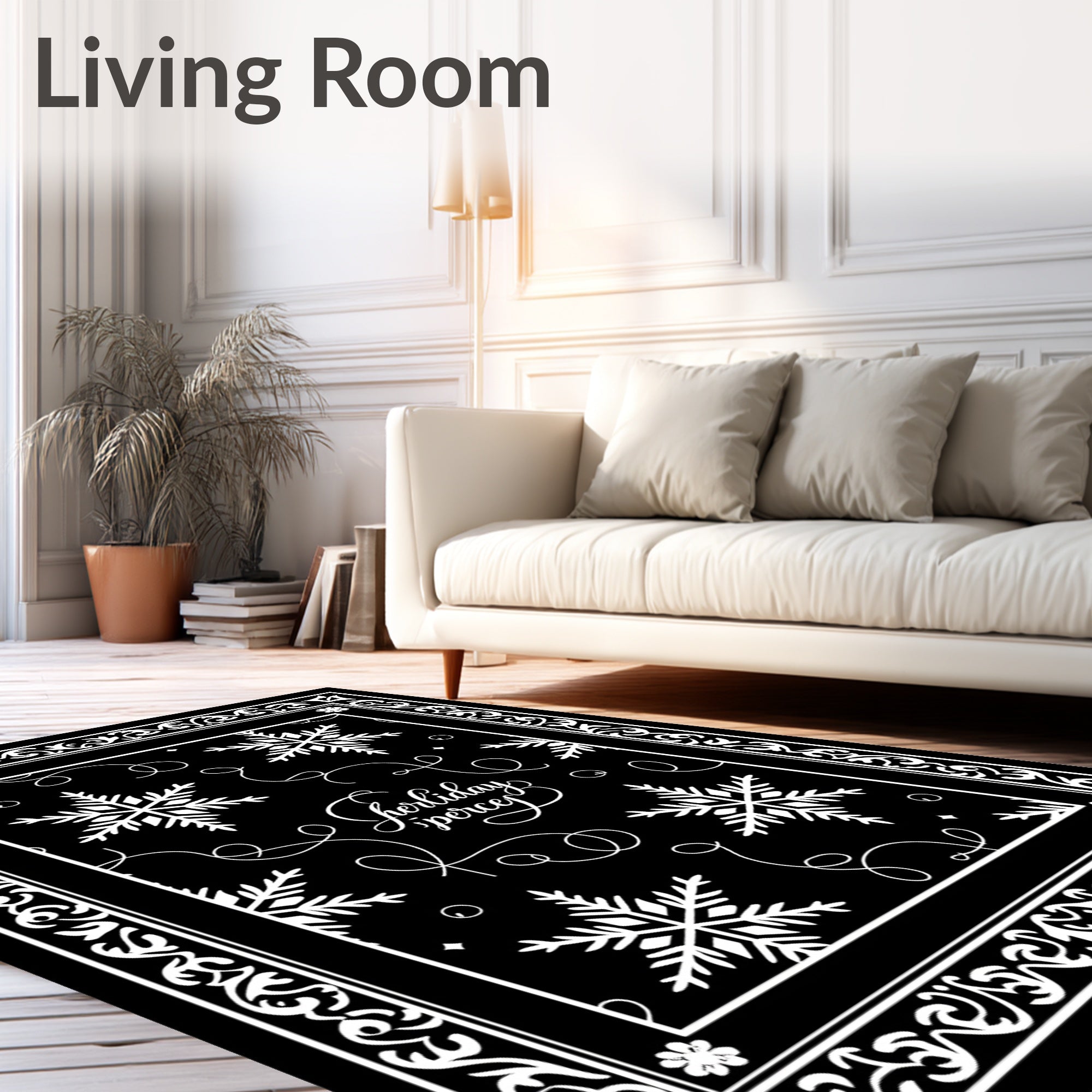 Winter Snowflake Scroll Holiday Accents Rug