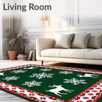 Aged Red Deer Snowflakes Border Rug
