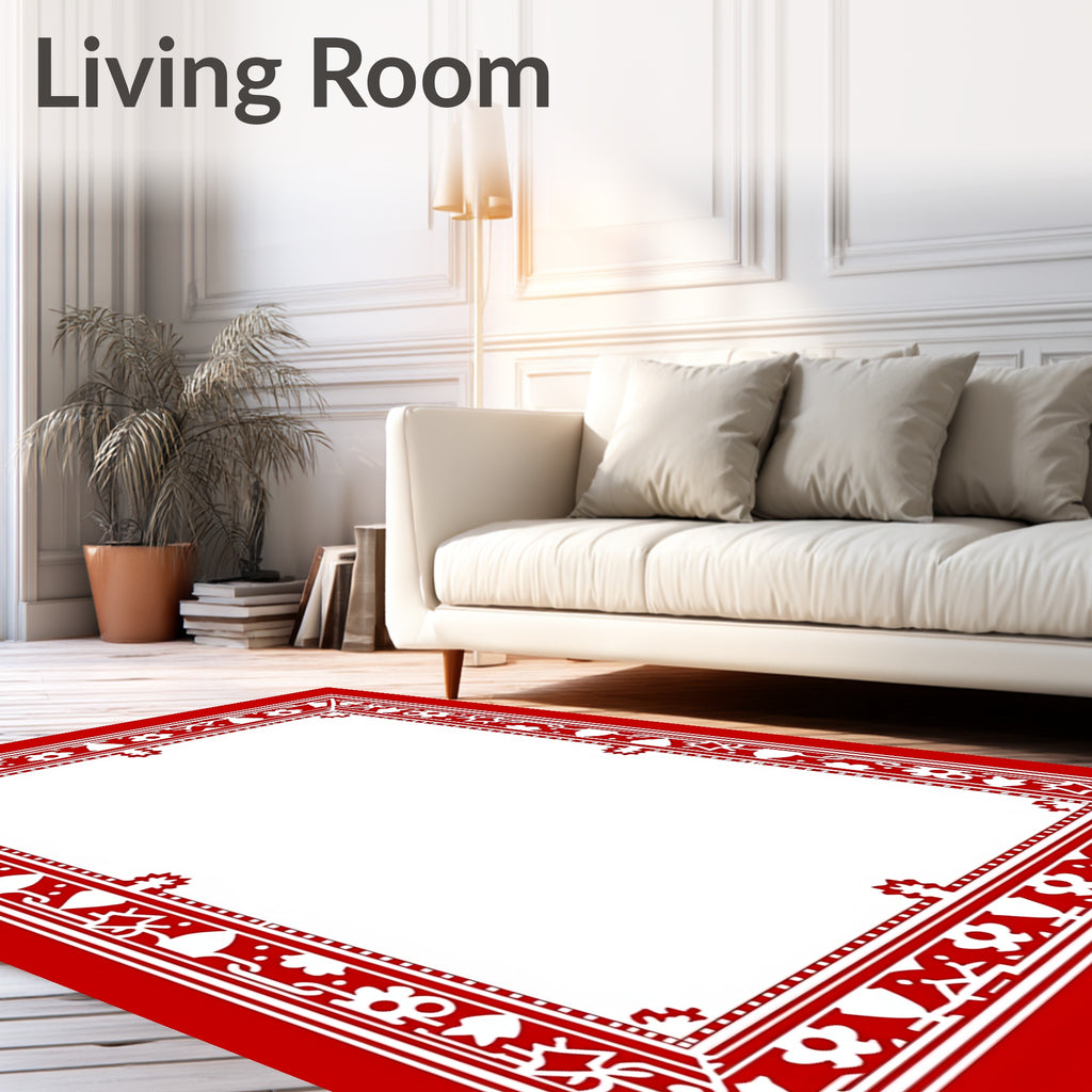 Crimson Classic Floral Bordered Rug