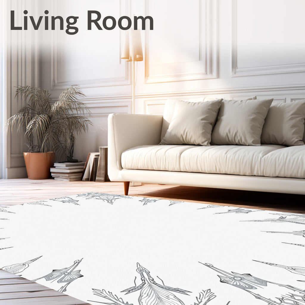 Ornate Gray Floral Mandala Frame Rug
