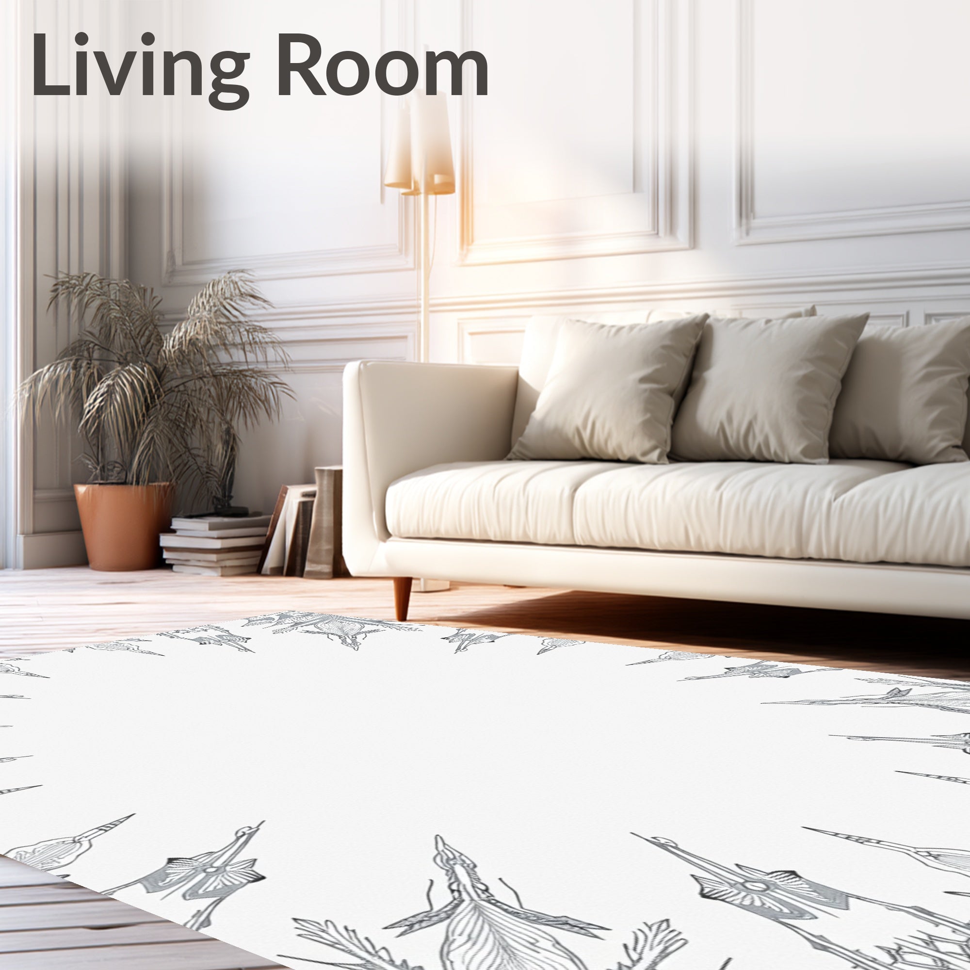 Ornate Gray Floral Mandala Frame Rug