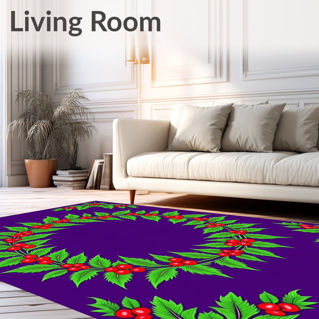 Vibrant Holly Berry Garland Swirl Rug