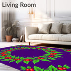 Vibrant Holly Berry Garland Swirl Rug
