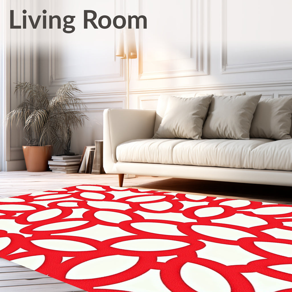 Crimson Interlocking Loops Rug