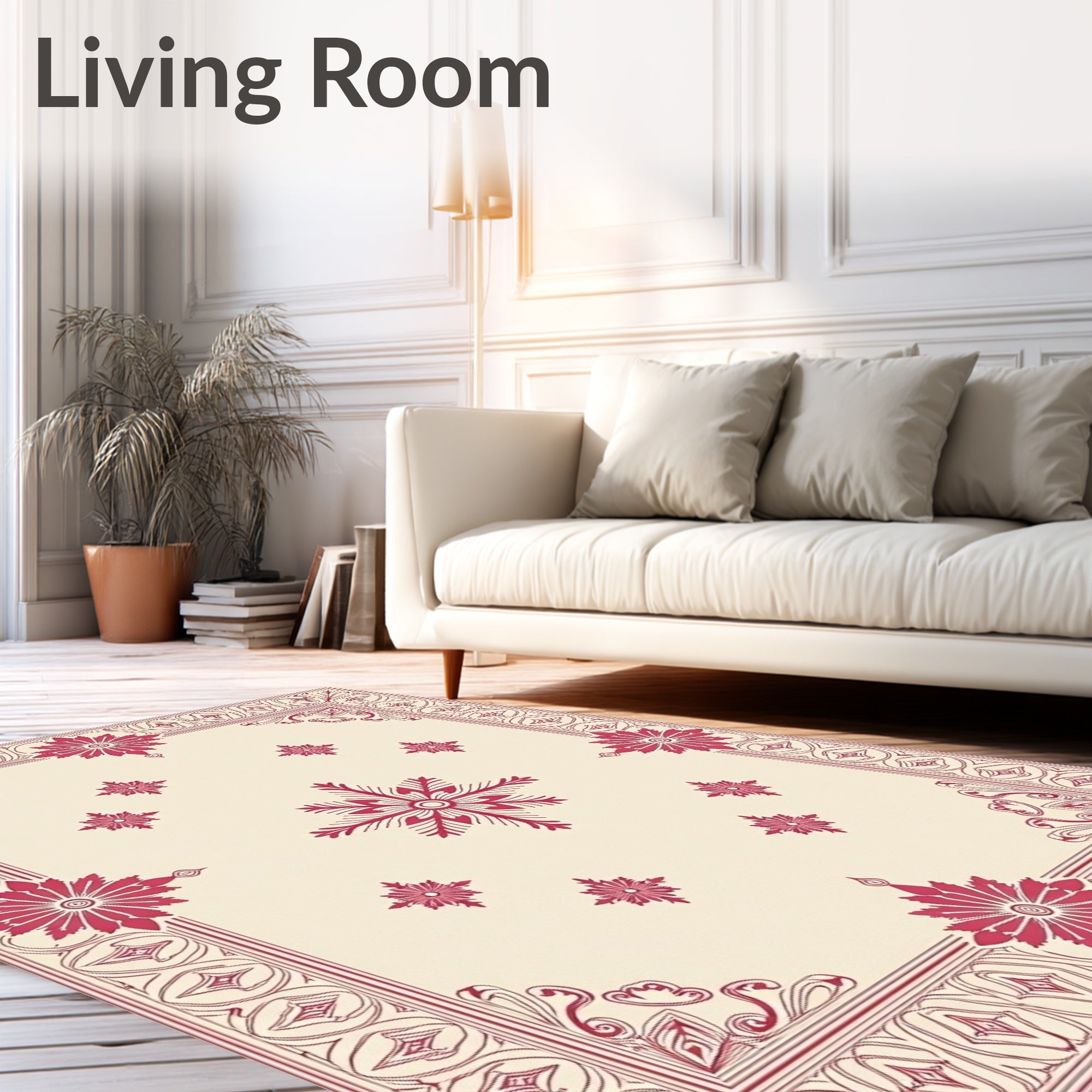 Deep Red Botanical Starburst Rug