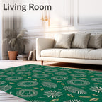 Emerald Green Feather Nests Floral Rug
