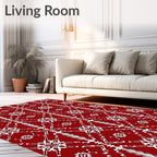 Crimson White Geometric Medallion Star Rug