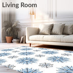 Blue Snowflake Imprints Rug
