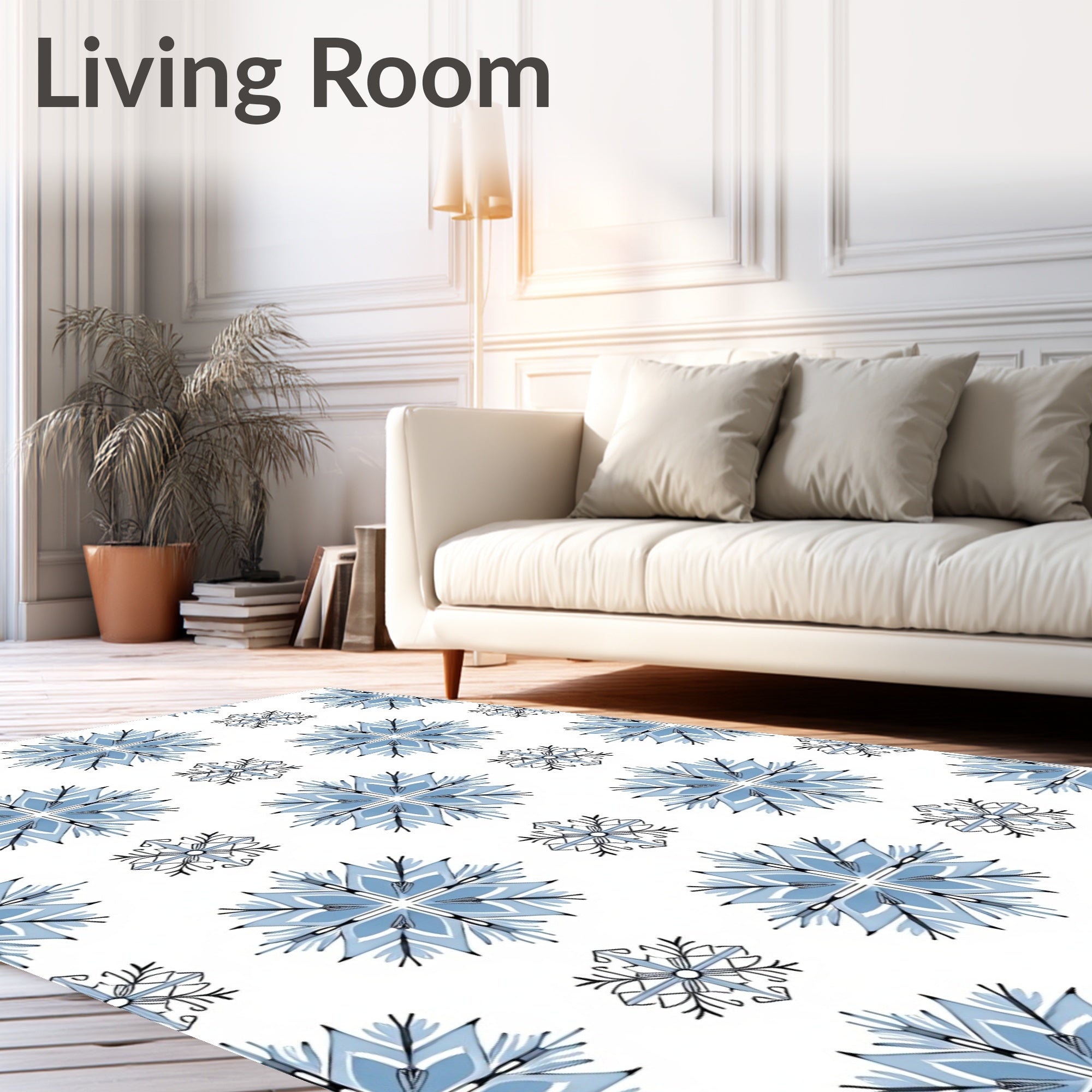 Blue Snowflake Imprints Rug