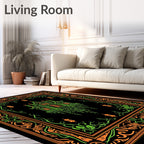 Gothic Green Haunted House Orange Border Rug