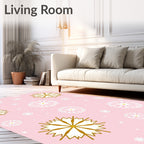 Whimsical Pink Snowflake Scatter Rug