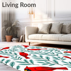 Red Cardinal Evergreen Branch Repeat Rug