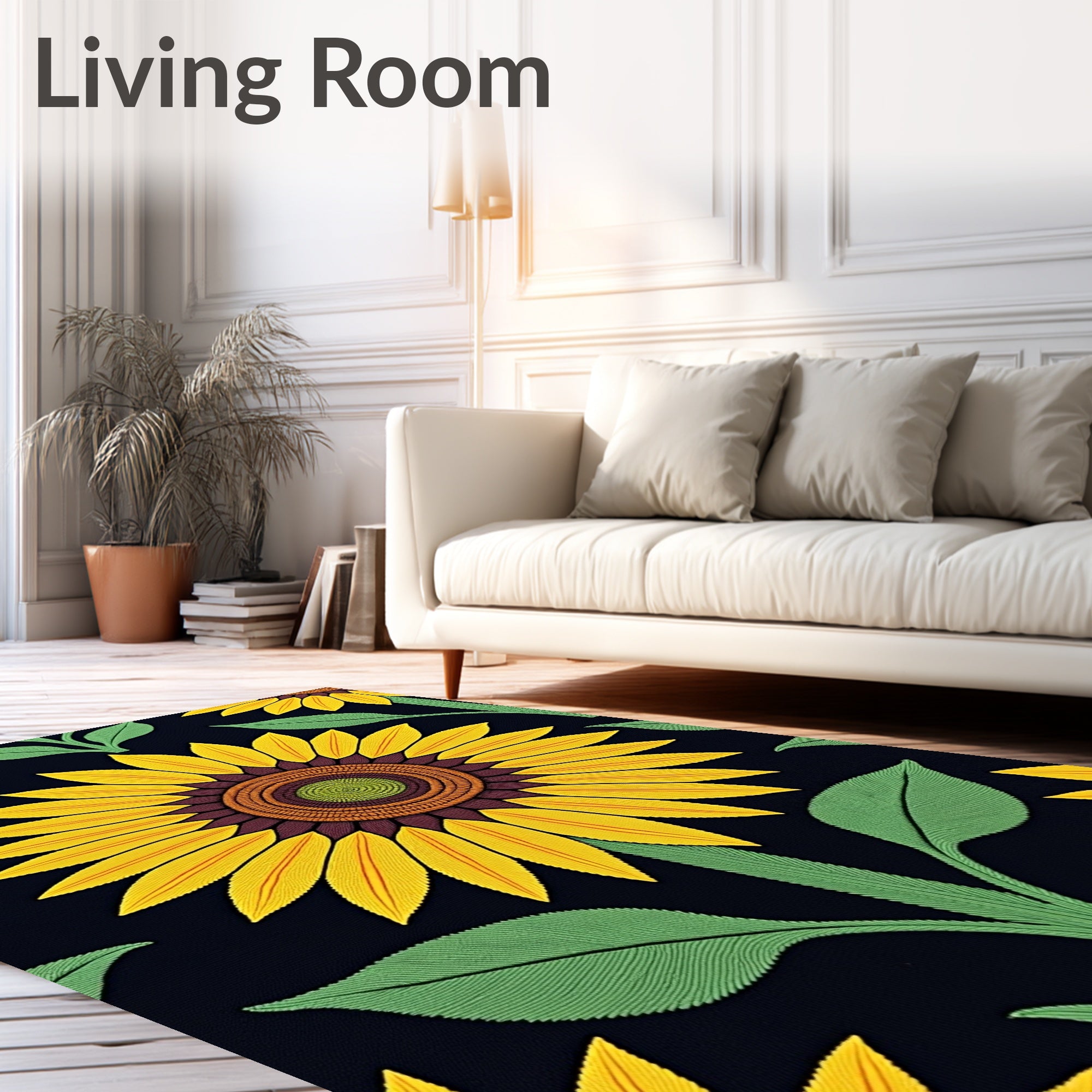 Golden Yellow Sunflower Garden Rug