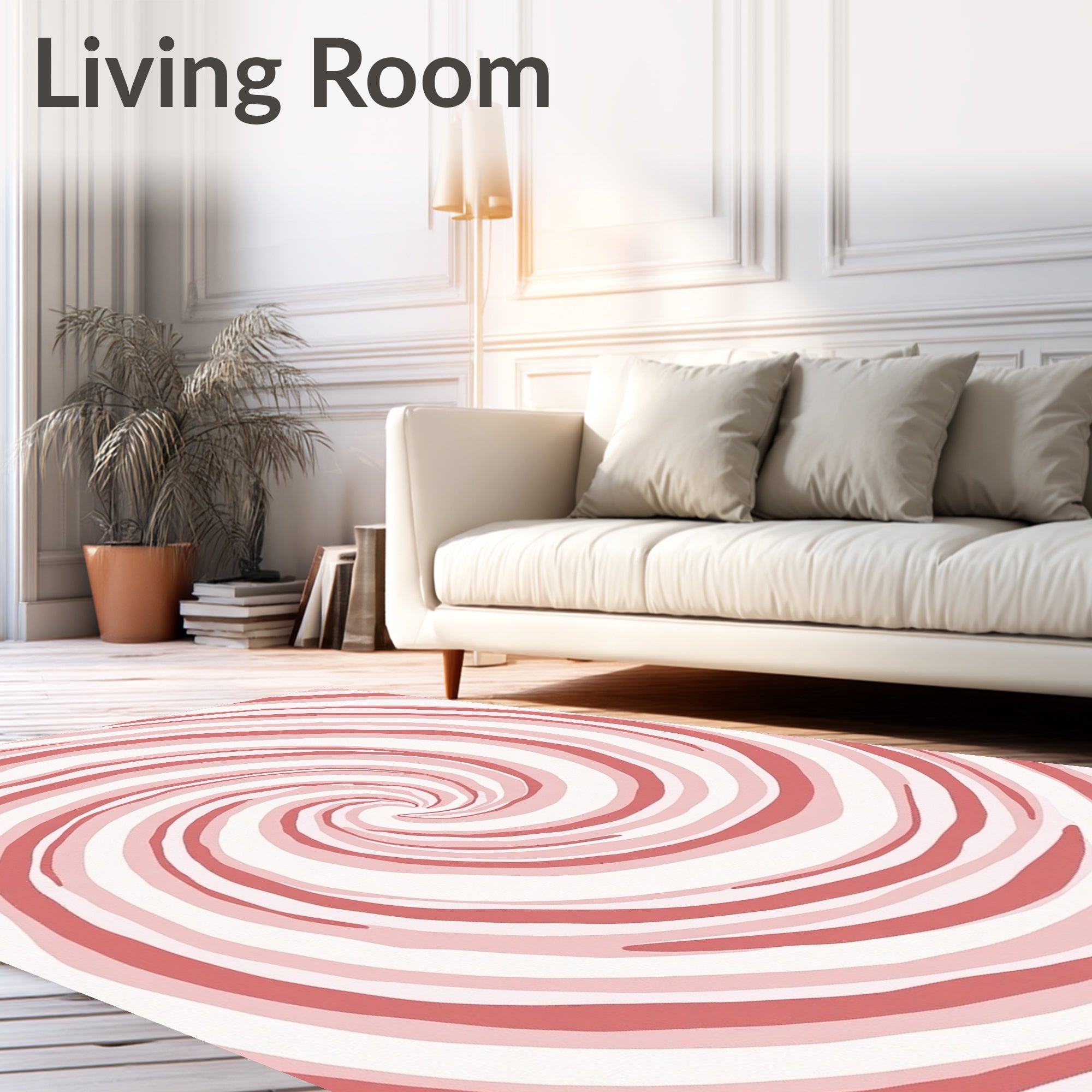 Coral Pink Swirl Wave Rug